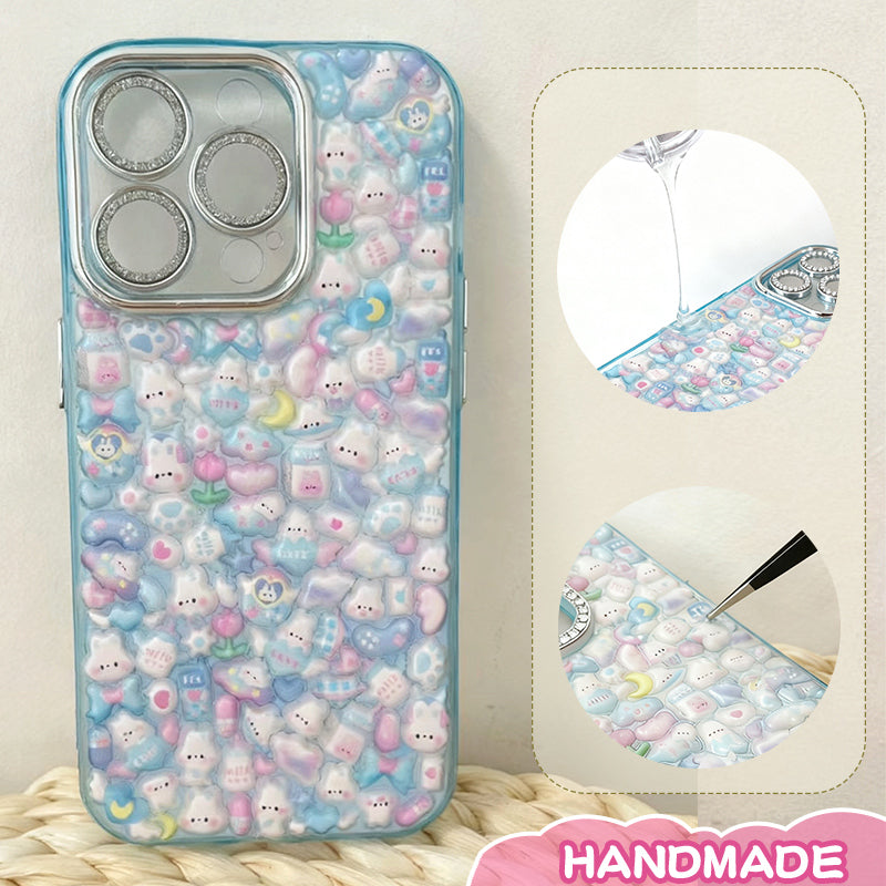 Handmade Pastel Bunny Pattern iPhone Case
