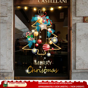 Christmas Decorations: Static Cling Santa Claus & Christmas Tree Window Stickers for Storefront, Glass Door Scene Decoration Hanging Ornaments - mysquishcase