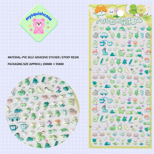 Adorable spring forest-themed 3D bubble gum stickers featuring cute creatures. Perfect for decorating phone cases, laptops, and crafts. Kawaii nature character decals.