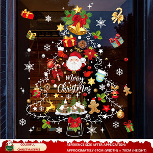 Christmas Decorations: Static Cling Santa Claus & Christmas Tree Window Stickers for Storefront, Glass Door Scene Decoration Hanging Ornaments - mysquishcase