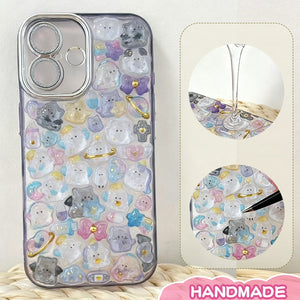 Adorable 3D iPhone case featuring cute ghost and animal patterns. Kawaii phone cover with playful spirit and pet design. Durable protection with whimsical charm for your iPhone.