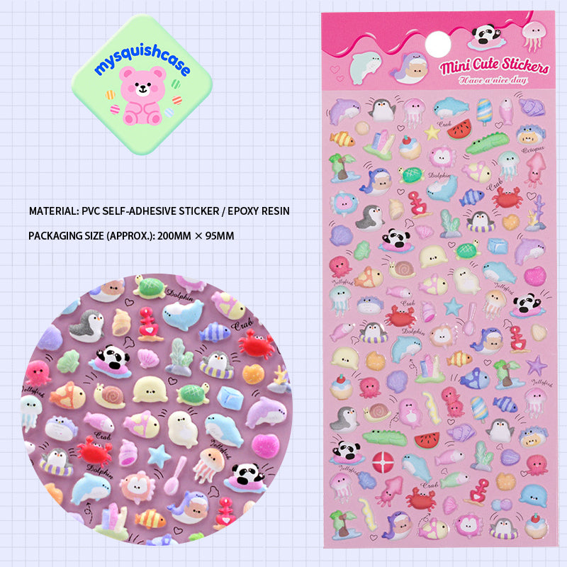 Marine Cute Creature Party - Themed 3D Bubble Gum Stickers