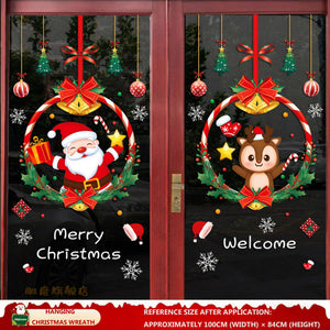 Christmas Decorations: Static Cling Santa Claus & Christmas Tree Window Stickers for Storefront, Glass Door Scene Decoration Hanging Ornaments - mysquishcase