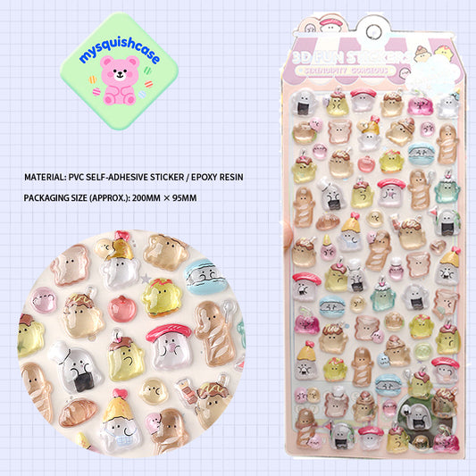 Cute 3D Self - Adhesive Cartoon Stickers, Suitable for DIY Crafts and Decorations.