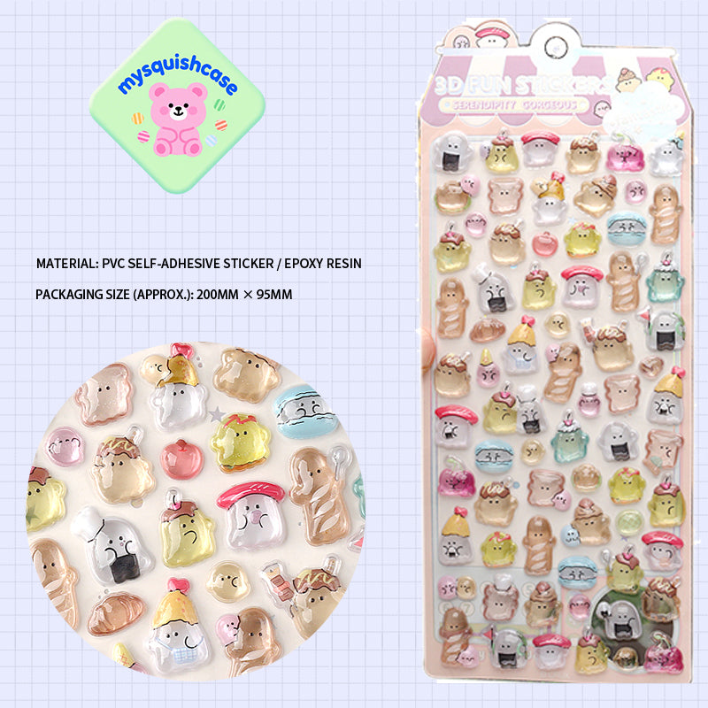 Cute 3D Self - Adhesive Cartoon Stickers, Suitable for DIY Crafts and Decorations.