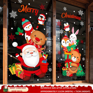 Christmas Decorations: Static Cling Santa Claus & Christmas Tree Window Stickers for Storefront, Glass Door Scene Decoration Hanging Ornaments - mysquishcase