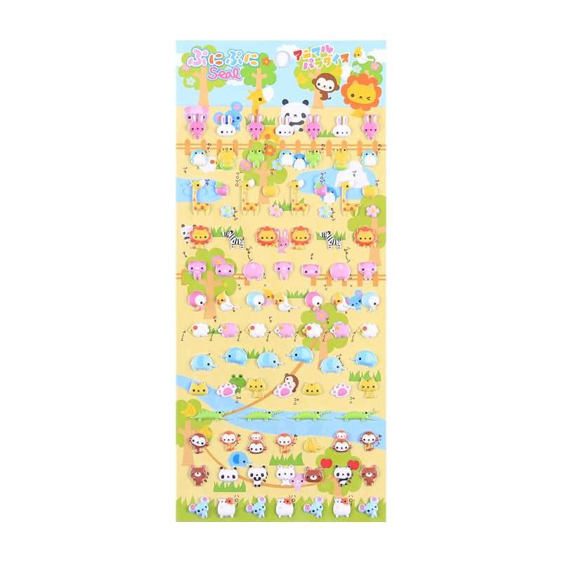Adorable zoo cute creature collection-themed 3D epoxy stickers. Perfect for decorating phone cases, laptops, and crafts. Kawaii zoo animal character decals.