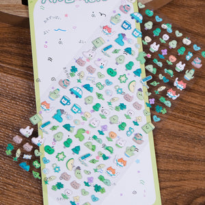 Adorable spring forest-themed 3D bubble gum stickers featuring cute creatures. Perfect for decorating phone cases, laptops, and crafts. Kawaii nature character decals.