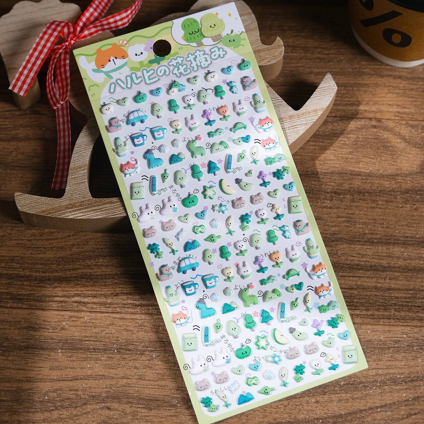Adorable spring forest-themed 3D bubble gum stickers featuring cute creatures. Perfect for decorating phone cases, laptops, and crafts. Kawaii nature character decals.