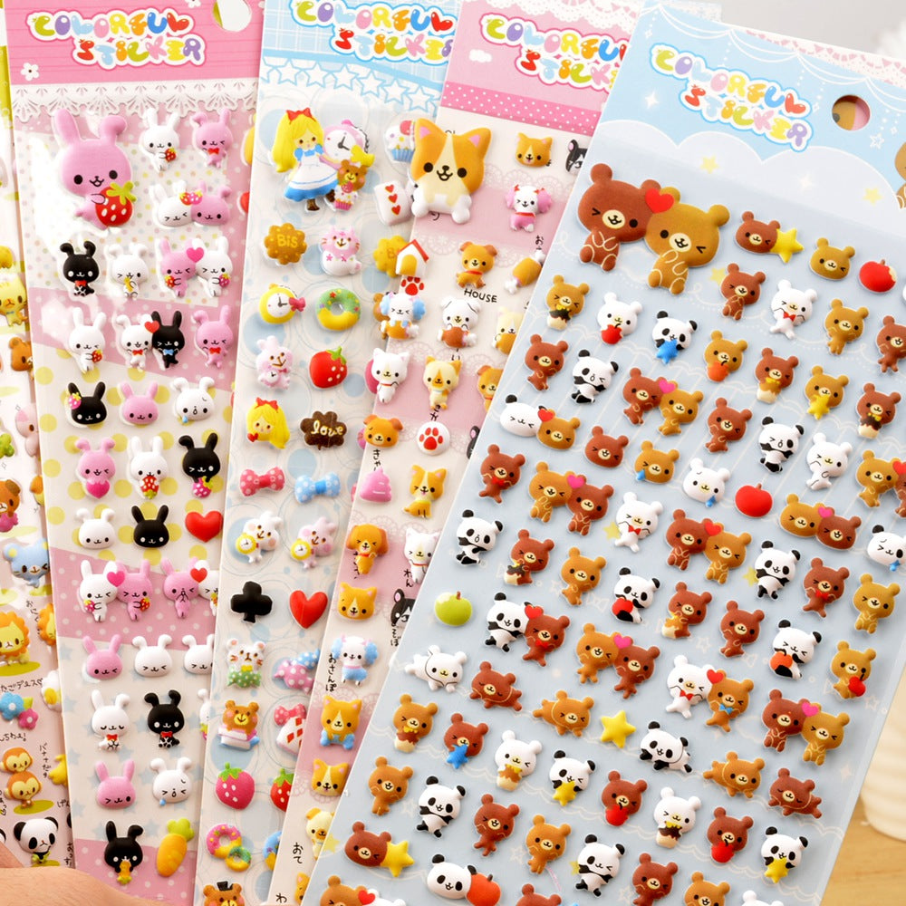 Adorable dog colorful paradise-themed 3D bubble gum stickers with fun designs. Perfect for decorating phone cases, laptops & journals. Soft rubber kawaii stickers.