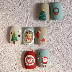3D Embossed Christmas Nail Stickers (Santa Claus, Reindeer & Snowman)
