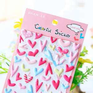 Adorable love heart cute paradise-themed 3D bubble gum stickers with fun designs. Perfect for decorating phone cases, laptops & journals. Soft rubber kawaii stickers.