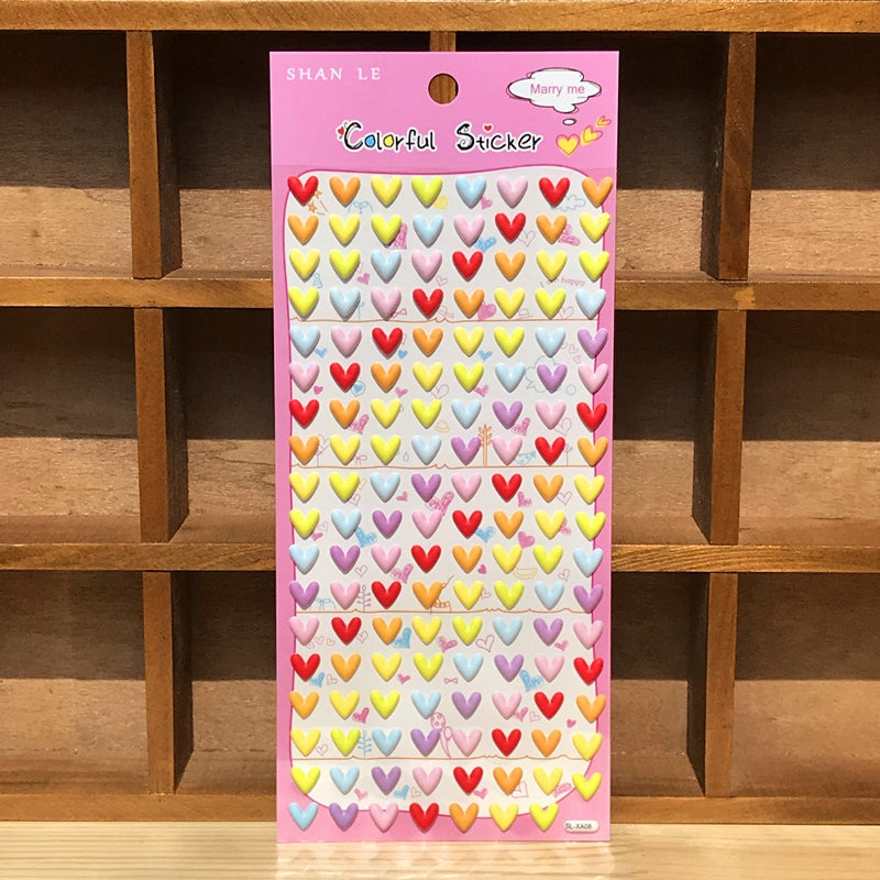 Adorable rainbow love heart-themed 3D bubble gum stickers with cute designs. Perfect for decorating phone cases, laptops & journals. Soft rubber kawaii stickers.