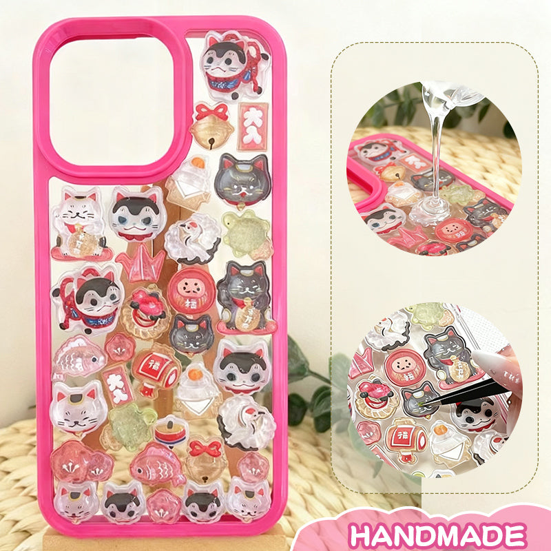Handmade Kawaii Maneki Neko Pattern iPhone Case