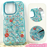  Adorable Hello Kitty clear phone case with blue trim for iPhone. Transparent Sanrio design, protective & stylish. Perfect kawaii accessory for Hello Kitty fans. Custom cute case!