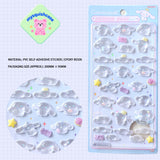 Adorable Kitty crystal 3D stickers with cute kawaii designs. Soft rubber, slow rebound squishy, food-grade safe, residue-free & reusable. Perfect for phone cases, DIY crafts!