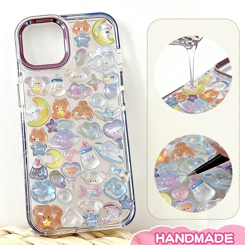 Adorable Hello Kitty clear phone case with blue trim for iPhone. Transparent Sanrio design, protective & stylish. Perfect kawaii accessory for Hello Kitty fans. Custom cute case!