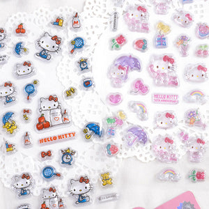 Playful 3D epoxy Hello Kitty stickers perfect for DIY phone cases and crafts. High-quality self-adhesive kawaii Sanrio stickers add whimsical cuteness to projects!