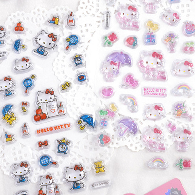 Playful 3D epoxy Hello Kitty stickers perfect for DIY phone cases and crafts. High-quality self-adhesive kawaii Sanrio stickers add whimsical cuteness to projects!