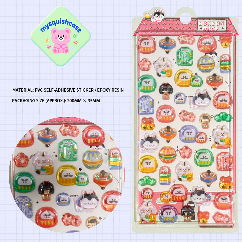 Cute 3D Cartoon Fun Self - Adhesive Japanese - Style Stickers, Suitable for Various DIY Decorations.