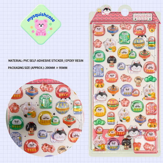 Cute 3D Cartoon Fun Self - Adhesive Japanese - Style Stickers, Suitable for Various DIY Decorations.