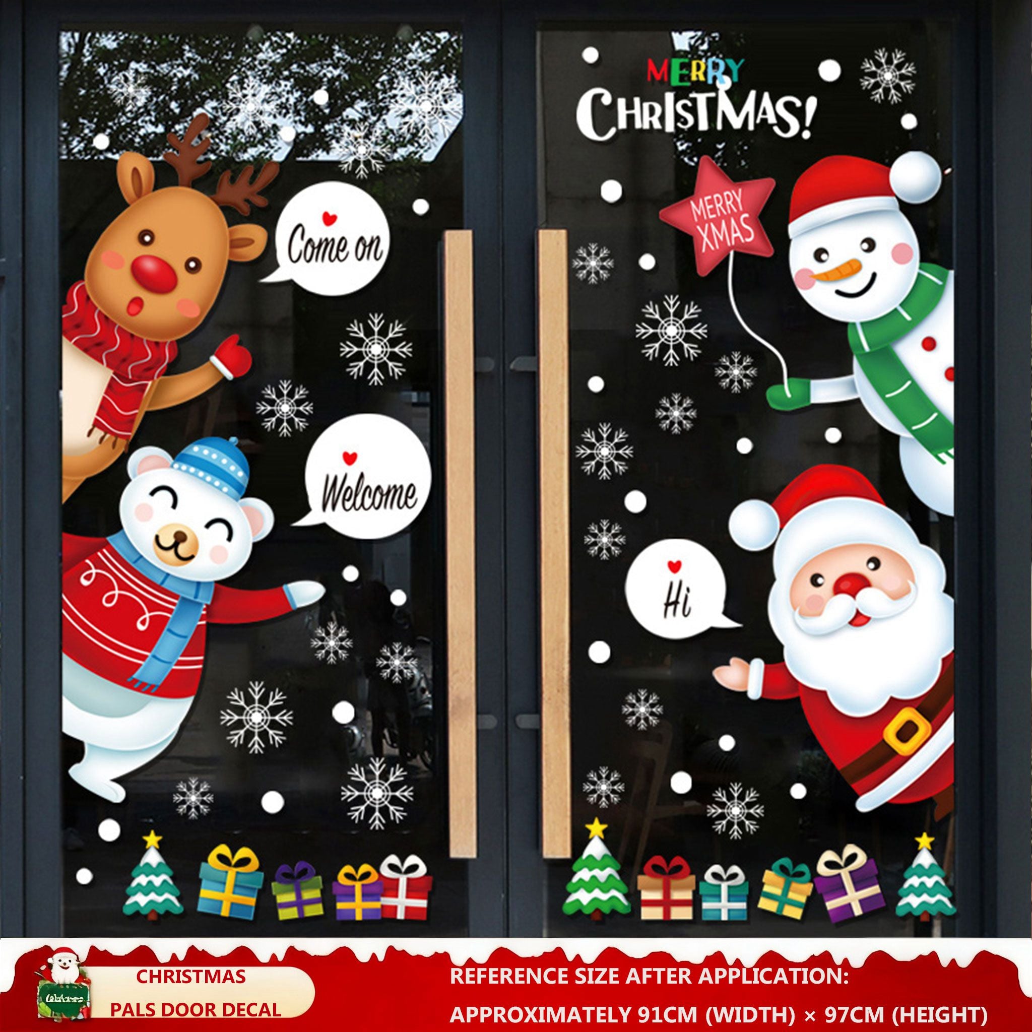 Christmas Decorations: Static Cling Santa Claus & Christmas Tree Window Stickers for Storefront, Glass Door Scene Decoration Hanging Ornaments - mysquishcase