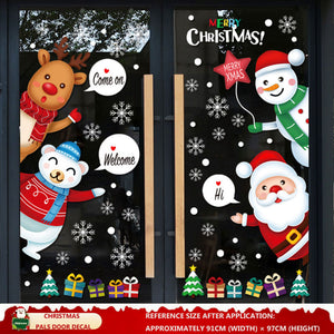 Christmas Decorations: Static Cling Santa Claus & Christmas Tree Window Stickers for Storefront, Glass Door Scene Decoration Hanging Ornaments - mysquishcase