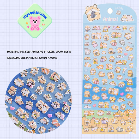 Hamster Cute Creature Paradise - Themed 3D Bubble Gum Stickers