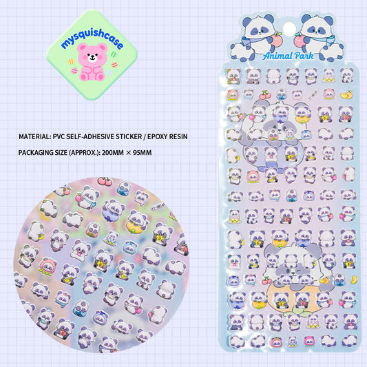 Panda Cute Creature Paradise - Themed 3D Bubble Gum Stickers