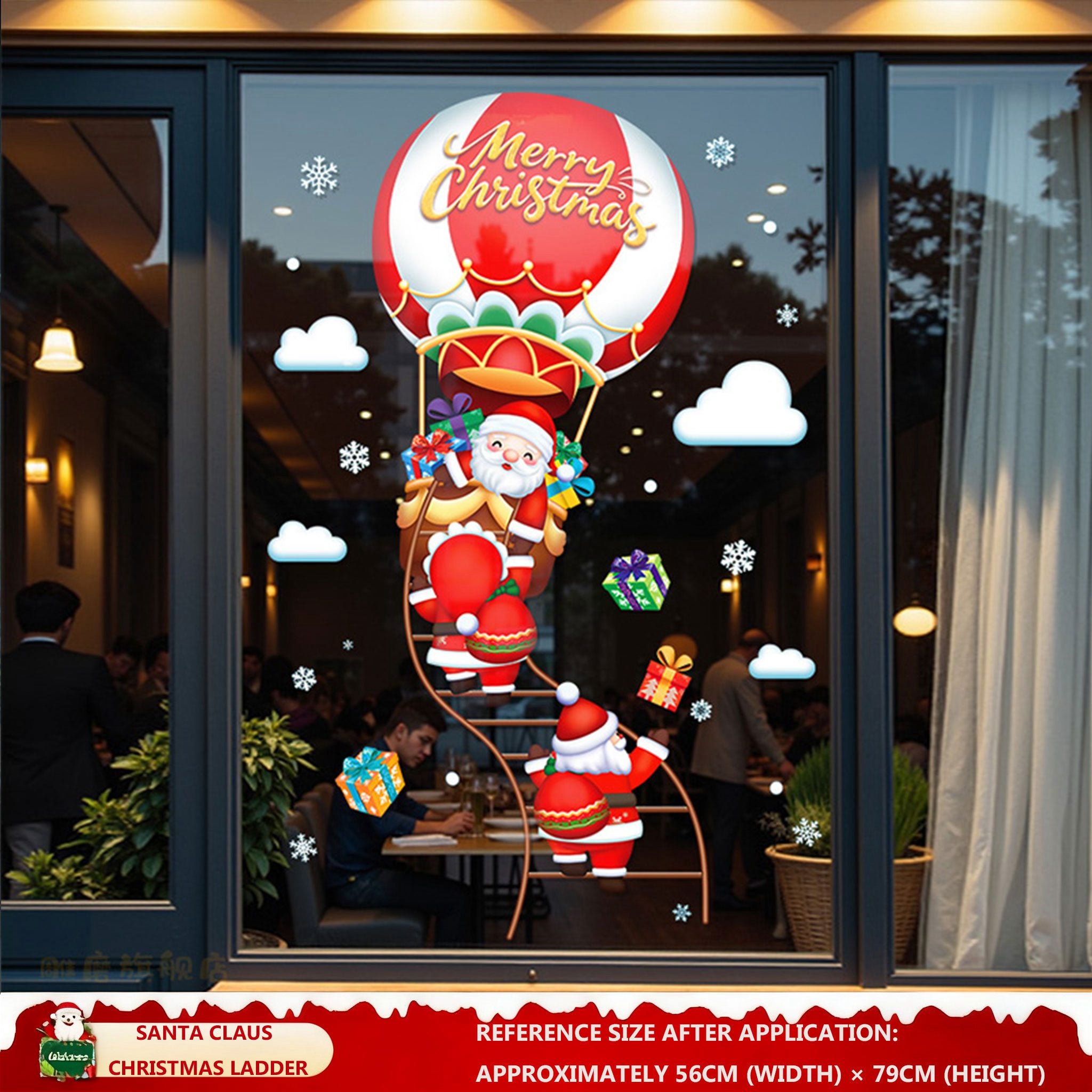 Christmas Decorations: Static Cling Santa Claus & Christmas Tree Window Stickers for Storefront, Glass Door Scene Decoration Hanging Ornaments - mysquishcase