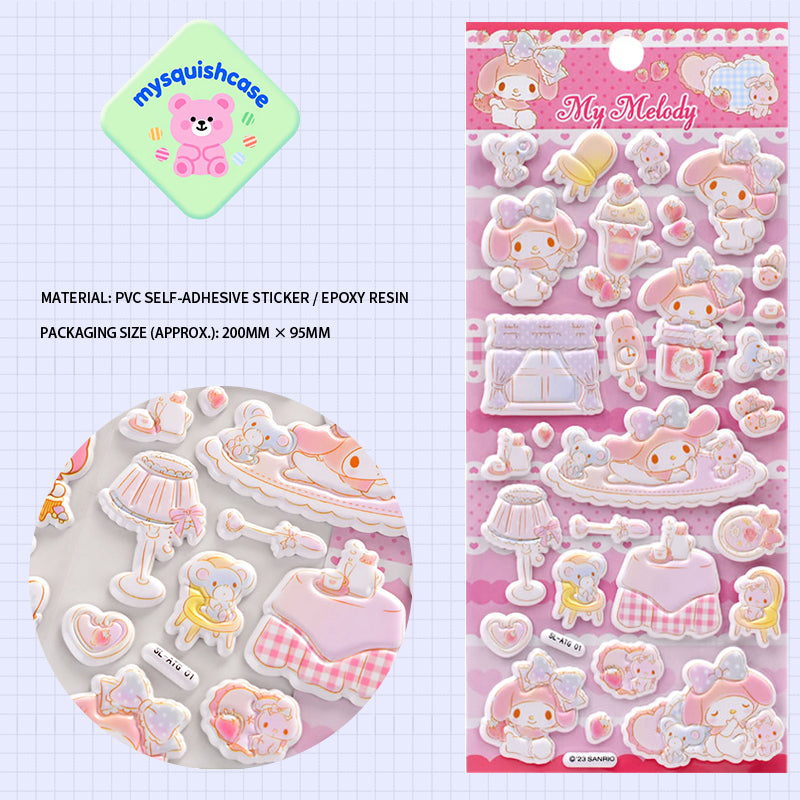 Children's Cartoon My Melody 3D Bubble Stickers - Cute Mobile Phone Decorative Decals