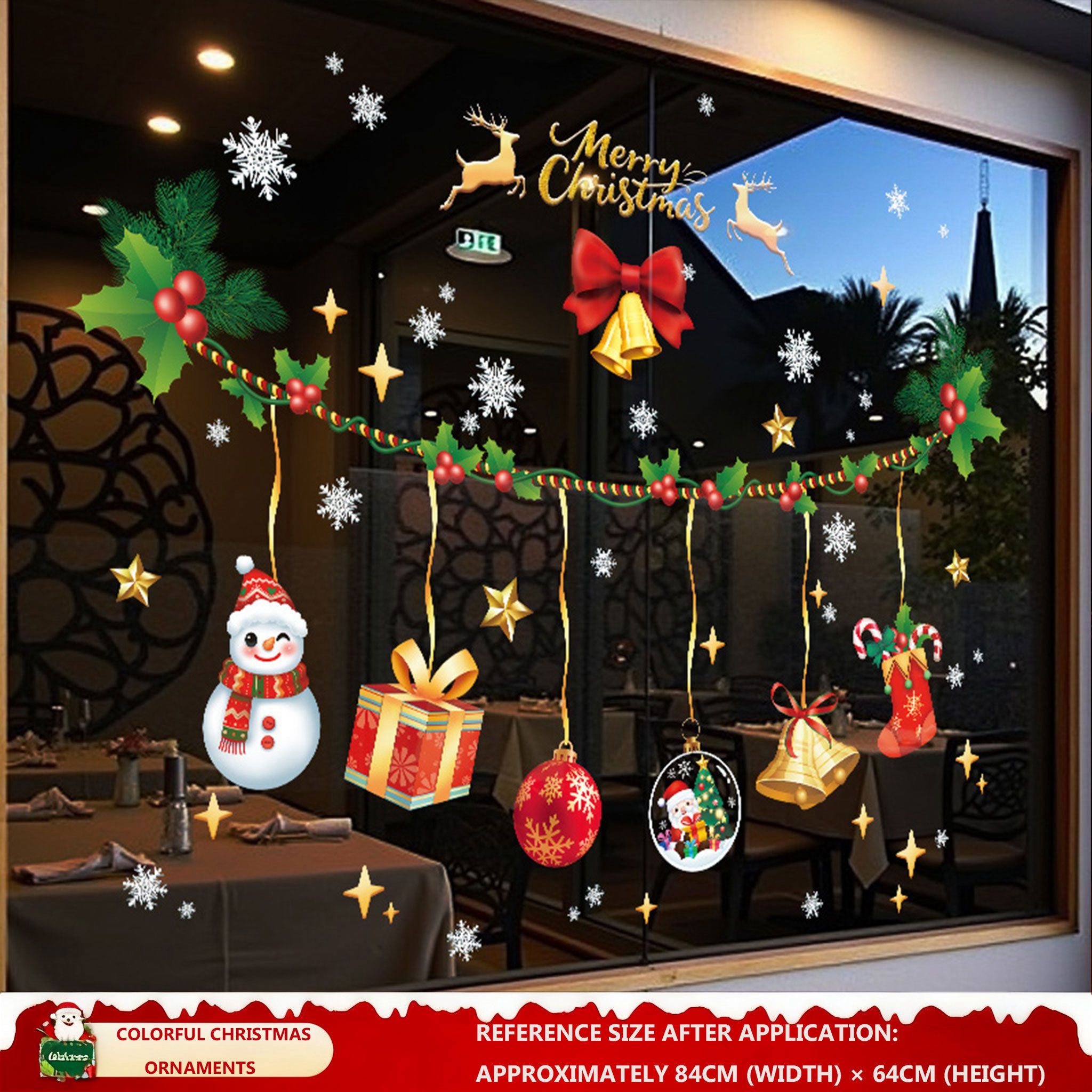 Christmas Decorations: Static Cling Santa Claus & Christmas Tree Window Stickers for Storefront, Glass Door Scene Decoration Hanging Ornaments - mysquishcase