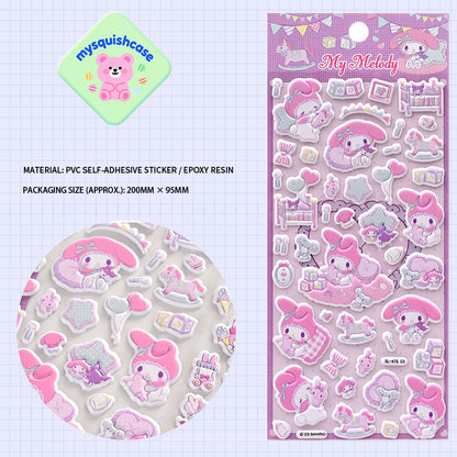 Children's Cartoon My Melody 3D Bubble Stickers - Cute Mobile Phone Decorative Decals