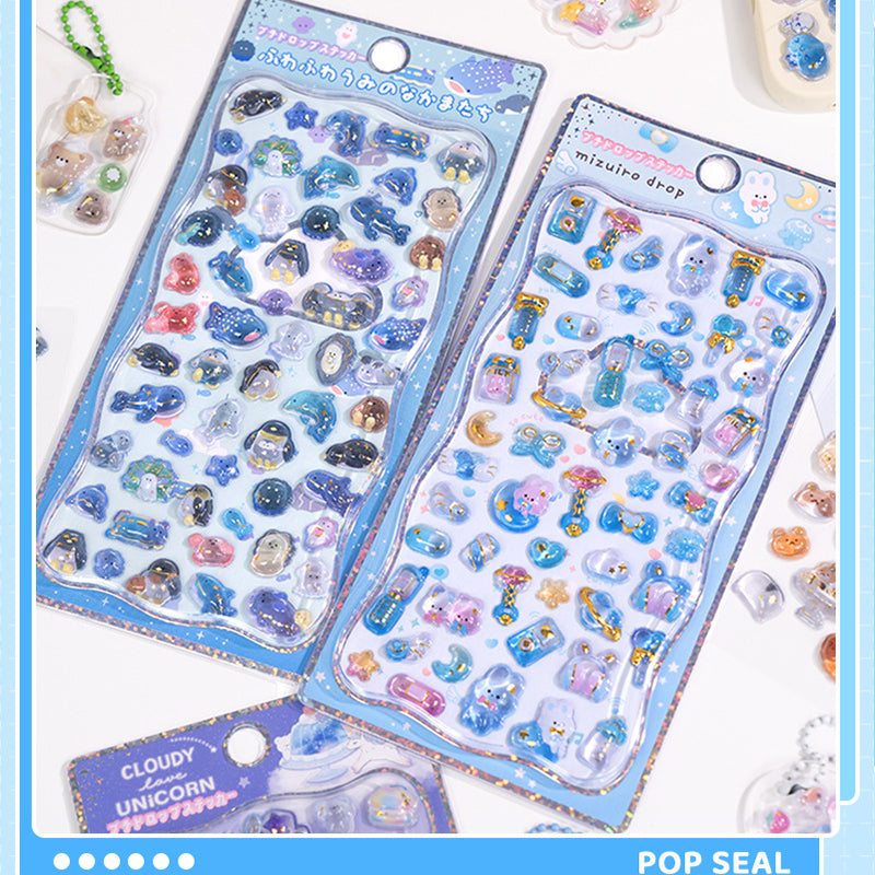 Adorable sweet retro-themed 3D epoxy stickers featuring cute creatures. Perfect for decorating phone cases, laptops, and DIY crafts. Kawaii vintage character decals with nostalgic charm.