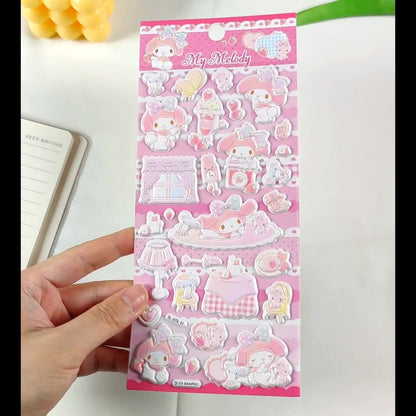 Children's Cartoon My Melody 3D Bubble Stickers - Cute Mobile Phone Decorative Decals