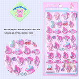 Adorable Kitty crystal 3D stickers with cute kawaii designs. Soft rubber, slow rebound squishy, food-grade safe, residue-free & reusable. Perfect for phone cases, DIY crafts!