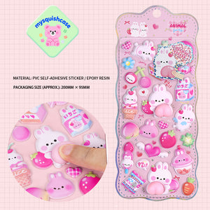 Adorable 3D soft rubber bunny butt stickers. Squishy, pinchable stress relief, food-grade safe & reusable. Cute blush-pink with paw prints. Perfect for phone cases, DIY crafts!