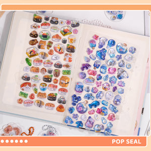 Adorable Japanese sushi-themed 3D epoxy stickers featuring cute creatures. Perfect for decorating phone cases, laptops, and DIY crafts. High-quality kawaii food character decals.