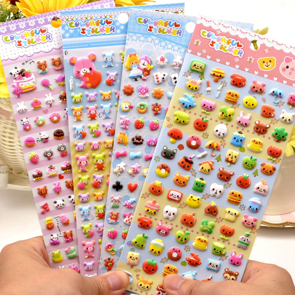 Adorable love bear cute party-themed 3D bubble gum stickers with fun designs. Perfect for decorating phone cases, laptops & journals. Soft rubber kawaii stickers. 