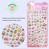 Adorable Kitty 3D bubble stickers with cute cartoon designs. Soft rubber, squishy, pinchable, food-grade safe & reusable. Perfect for phone cases, DIY crafts. Stress relief decor!