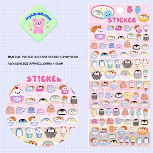 Adorable penguin ice treats-themed 3D bubble gum stickers with cute designs. Perfect for decorating phone cases, laptops & journals. Soft rubber kawaii stickers.
