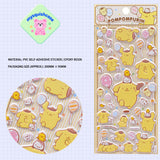Adorable Pompompurin 3D soft rubber stickers. Official Sanrio character design, food-grade safe, removable & reusable. Perfect for DIY phone cases, crafts. Great for kids & adults!