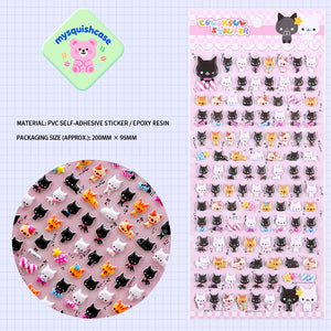Adorable colorful cat-themed 3D bubble gum stickers with cute designs. Perfect for decorating phone cases, laptops & journals. Soft rubber kawaii stickers.