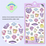 Playful 3D epoxy Sanrio character stickers perfect for DIY phone cases and crafts. High-quality self-adhesive kawaii stickers add whimsical cuteness to projects!