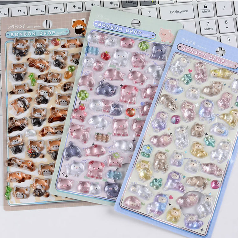 Cute "Xiaobiga" Animal Stickers - 3D Embossed Decor for Phone Cases & Water Cups