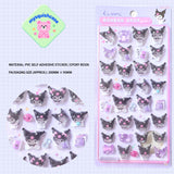 Adorable Kitty crystal 3D stickers with cute kawaii designs. Soft rubber, slow rebound squishy, food-grade safe, residue-free & reusable. Perfect for phone cases, DIY crafts!