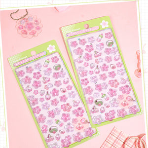 Playful 3D epoxy cherry blossom stickers perfect for DIY phone cases and crafts. High-quality self-adhesive kawaii floral stickers add blossoming cuteness!