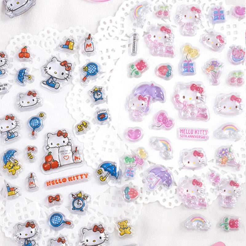 Playful 3D epoxy Hello Kitty stickers perfect for DIY phone cases and crafts. High-quality self-adhesive kawaii Sanrio stickers add whimsical cuteness to projects!