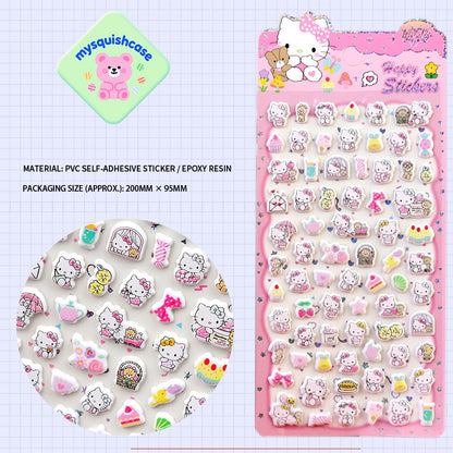 Kitty 3D Phone Case Decorative Stickers - Cartoon DIY Bubble Stickers
