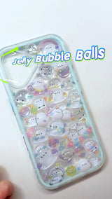 3D Cute Bubble Ghost Phone Case | Holographic Aurora Mint Green Cover